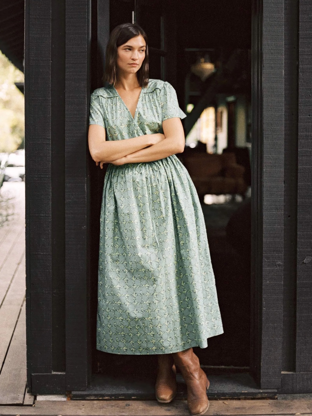 Nwt! Christy Dawn Simple Dawn Dress In Teal Trellis